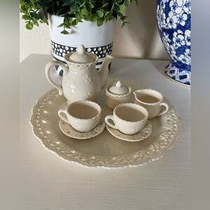 Rare Vintage Cream Lace by Skye McGhie Miniature Tea porcelain 10pc Set